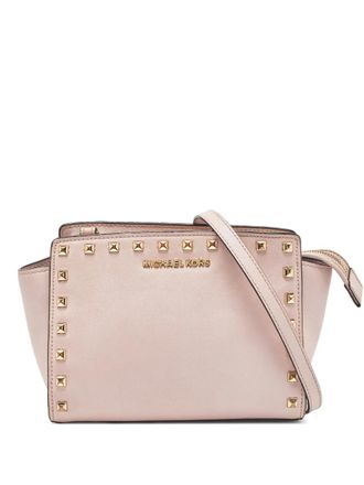 Michael Kors pre-owned Selma stud-embellished cross body bag - women - Fabric/Leather - One Size - Pink