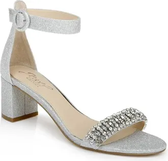 Badgley Mischka Jewel Badgley Mischka James Sandals Women Silver Glitter Block Heel RHS8310