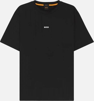 HUGO BOSS Mens T-Chup Logo Print Relaxed Fit Black T-Shirt - Size: 36