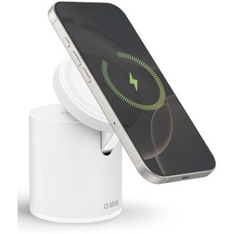 SBS TEWIRMAGFOLD2IN1 Caricabatterie per dispositivi mobili Auricolare, Smartphone Bianco USB Carica wireless Ricarica rapida Interno
