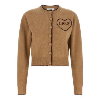 Chlo&eacute; Truien & Vesten, Dames, Bruin, S, Wol, Crewneck Cardigan