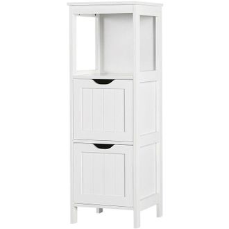 Yaheetech Mueble De Ba&ntilde;o Mueble Columna Para Ba&ntilde;o Armario De Suelo Para Ba&ntilde;o Armario Con Armario De Suelo 2 Cajones 1 Estante 30 X 30 X 89 Cm - Yaheetech