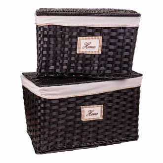 Wanderlust Deco Wanderlust Deco - Set 2 Ba&uacute;les De Mimbre Forrado Negros