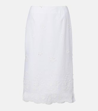 Altuzarra Malik embroidered cotton midi skirt