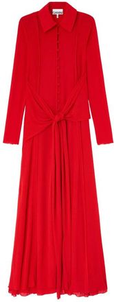 Ganni Buttoned Tie Maxi Dress