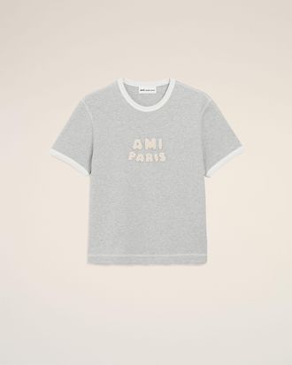 Ami Grey Cotton Ami Paris Knitted Patch T-shirt Grey - XXL - Unisex