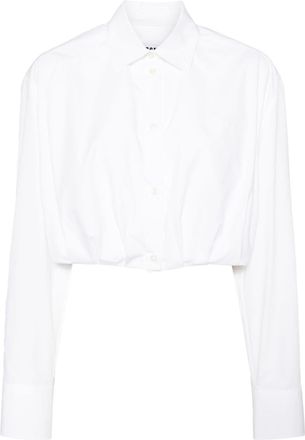 Msgm embroidered cropped shirt - women - Cotton/Cotton - 40 - White