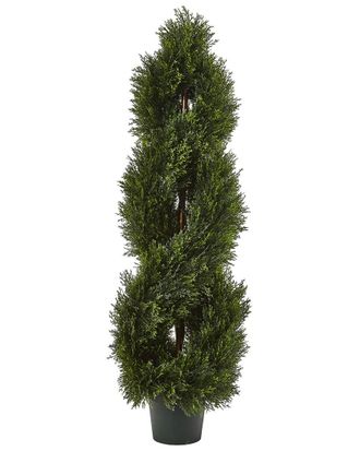 Nearly Natural Double Pond Cypress 4ft Spiral Topiary with 1036 Leaves: UV- Resistant (Indoor/Outdoor)