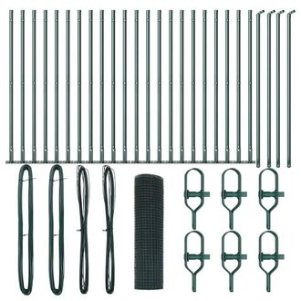 Berkfield Home Welded Wire Fence with 13 Flanged Posts Green 0.8x50 m Steel
