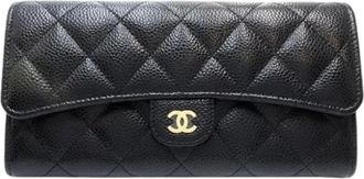 Chanel Pre-owned Lange portemonnee (bi-fold) - Dames - Vintage Accessoires - Zwart - ONE Size - Leer - Vintage