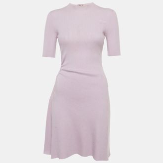 Maje Lilac Rib Knit Cut Out Detail Mini Dress