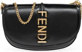 Fendi Shoulder Bags, female, Black, Size: ONE SIZE Fendigraphy Wallet on Chain
