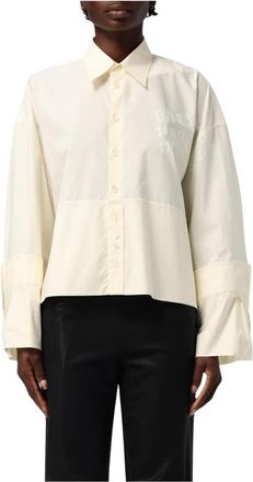 Maison Margiela Overhemden, Dames, Wit, S, Katoen, Witte Poplin Shirt Minimalistische Stijl