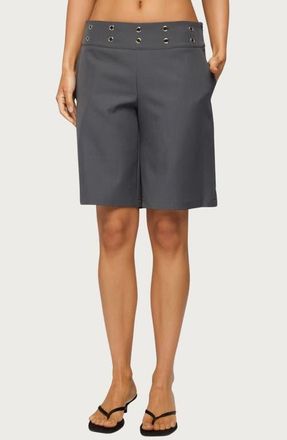 Edikted Grommet Low Rise Bermuda Shorts in Dark-Gray at Nordstrom, Size X-Large