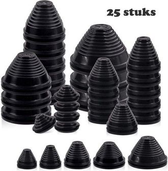 No Brand Surtido De Arandelas De Goma, 25 Piezas, 25 Mm/30 Mm/40 Mm/50 Mm/60 Mm, Juego De Protecci&oacute;n Y Aislamiento De Cables, Arandelas De Goma, Negro