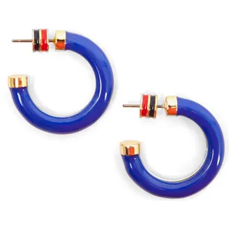Clare Vivier Le Tube Hoop Earrings in Cobalt at Nordstrom