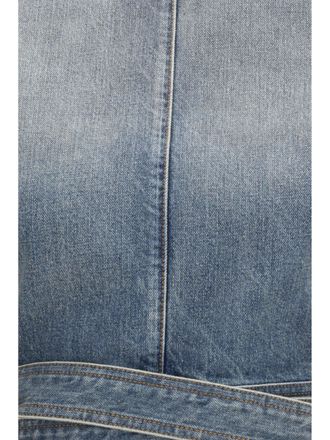 Alaia Womens Top Denim Belt Faded Blue Cotton Tops