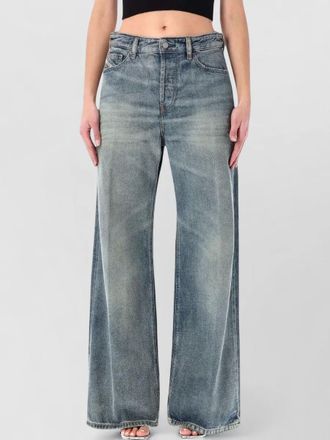 Diesel denim low-rise extra-long wide-leg trousers