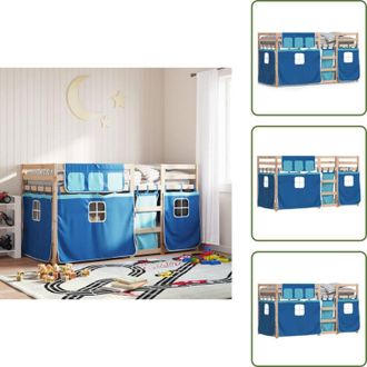 vidaXL Letto a castello con sponde di sicurezza - vidaXL Letto a Castello senza Materasso Blu 80x200 cm Massello Pino - Letto a castello con scala