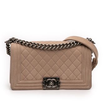 Chanel Tweedehands Oude Medium Gequilt Caviar Boy Flap