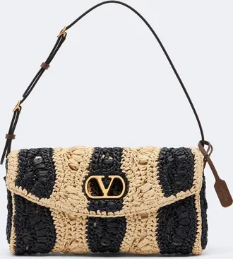Valentino Garavani Bolso al hombro DeVain Small de efecto rafia