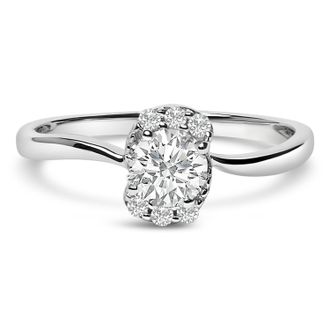House of Brilliance Sterling Silver Lab Grown 1/2 Cttw Diamond Floral Cluster Engagement Ring