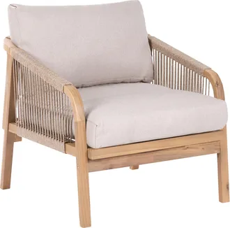 Beliani Sill&oacute;n Moderno De Madera De Acacia Para Jard&iacute;n Y Terraza Con Cojines Beige Claro Sumba