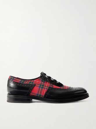 Churchs Brogue In Twill A Quadri E Pelle - Nero