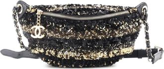 Chanel CC Charm Zip Waist Bag Sequins and Quilted Lambskin belt bag - Zwart