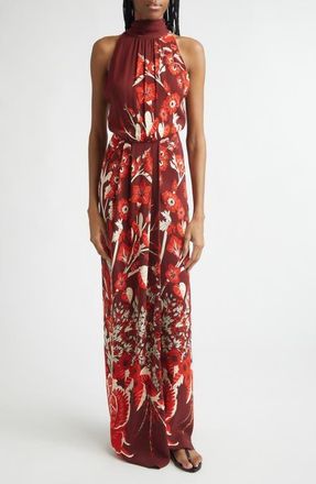 Johanna Ortiz Sacred Currents Floral Print Maxi Dress in Wine /Red at Nordstrom, Size 6