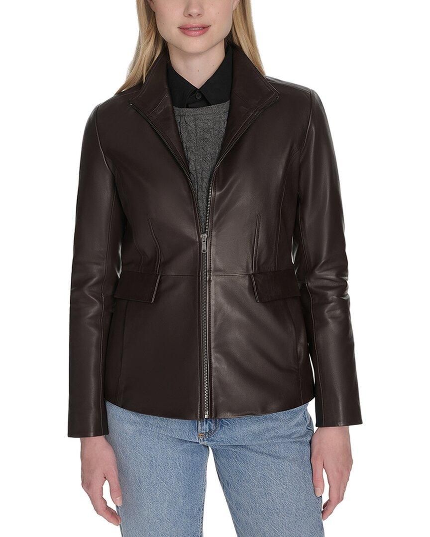 Cole Haan Wing Collar Leather Jacket in Dark Espresso at Nordstrom