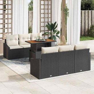 vidaXL Conjunto De Sof&aacute; De Jard&iacute;n Manual Negro, Crema 100 X 55 X 73 Cm Vidaxl