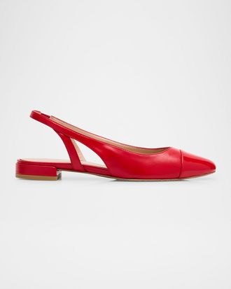 Stuart Weitzman Sleek Leather Slingback Ballerina Flats