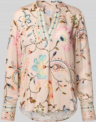 Emily van den Bergh Blusenshirt aus Viskose mit Tunikakragen in Hellrosa, Gr&ouml;&szlig;e 42