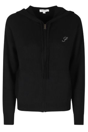 Sporty & Rich Cashmere Blend Zip-Up Hoodie With Embroidered Logo