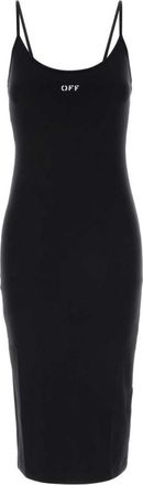 Off-white Black Logo Scoop Neck Midi Dress