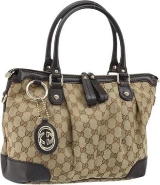Gucci Pre-owned Handbags, female, Beige, Size: ONE SIZE Pre-owned Vintage Canvas Handbag