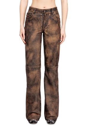 Diesel Jean-cut distressed leather pants - Pants - Woman - Brown