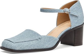 Journee Collection Evangeline High Womens Heels Denim : 9.5 M, Synthetic