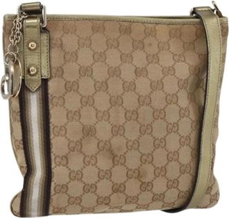 Gucci Pre-owned Cross Body Bags, female, Beige, Size: ONE SIZE Pre-owned Vintage GG Canvas Shoulder Bag