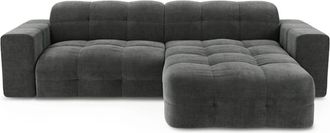 Sia Home Sof&aacute; esquinero derecho 5 plazas terciopelo gris grafito 230 cm