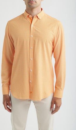Johnston & Murphy Game Day XC4 Gingham Check Button-Down Shirt in Orange at Nordstrom, Size Xxx-Large