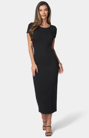 Bebe Womens Rib Maxi T-shirt Dress
