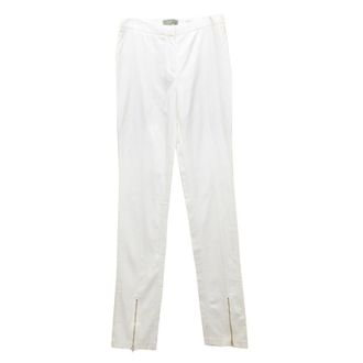 Osman Cream Skinny Trousers With Ankle Zips Size XXS