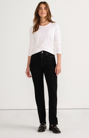 Lands End Recover Mid Rise Straight Leg Blue Jeans in Black at Nordstrom, Size 16X-Long
