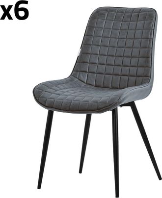 ML Design Sillas de comedor, set de 6, antracita, polipiel
