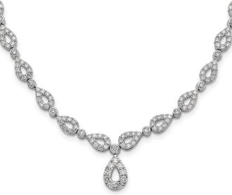 Diamond2Deal 14K White Gold 2 3/4 Ct Lab Grown Diamond Teardrop Pendant Necklace 17 Clarity VS, Color G-H