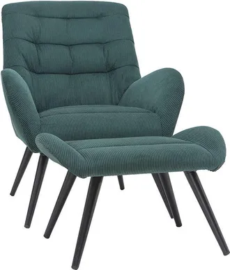 Miliboo Miliboo - Poltrona e poggiapiedi design in velluto verde zoe