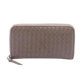 Bottega Veneta Pre-owned Wallets, female, Gray, Size: ONE SIZE Pre-owned Intrecciato Leather Long Zipper Wallet