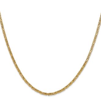 Diamond2Deal 10k Yellow Gold 2mm Byzantine Chain Necklace
